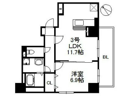 アリエス学研都市 497(1LDK/10階)の間取り写真