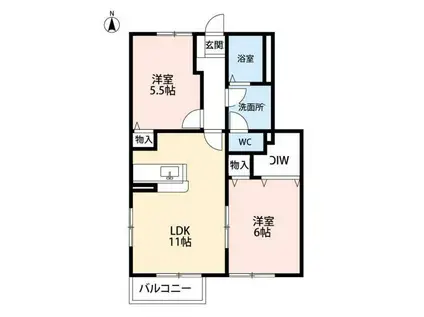 エスポアラージアンE(2LDK/1階)の間取り写真