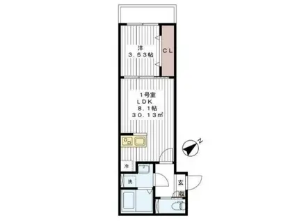 エスケー柏(1LDK/1階)の間取り写真
