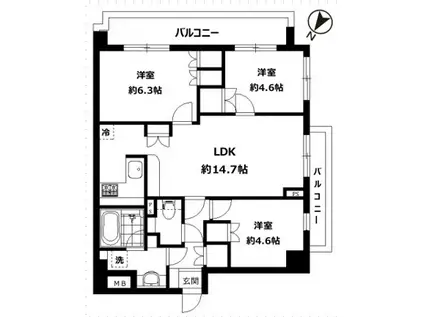 アールヴェール根津弥生坂(4LDK/9階)の間取り写真
