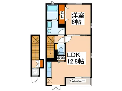 ル・シエル(1LDK/2階)の間取り写真
