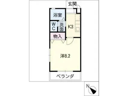 グリーンヒル若松A棟(1K/2階)の間取り写真