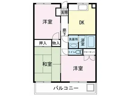 ペアシティ榊(3DK/2階)の間取り写真