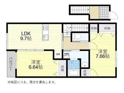 MOANAテラス LUA(2LDK/2階)の間取り写真