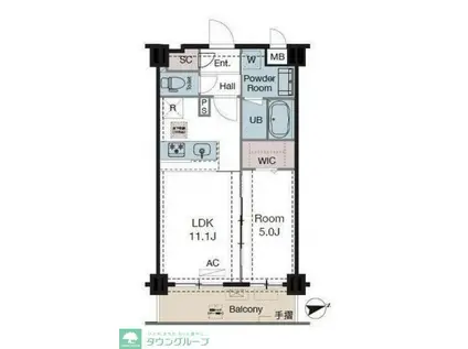 ラグゼナ東陽町(1LDK/1階)の間取り写真