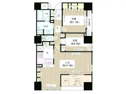 エンブレムコート明石町(2LDK/5階)の間取り写真