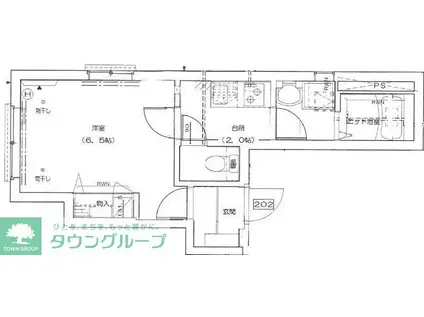 ドミールK(1K/2階)の間取り写真