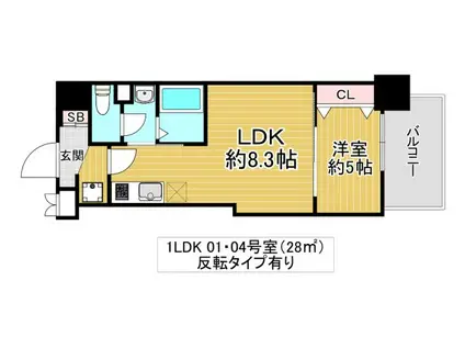 LUXE深江橋II(1LDK/2階)の間取り写真