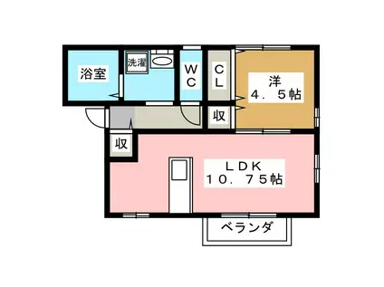 ラ・ミティエ(1LDK/2階)の間取り写真