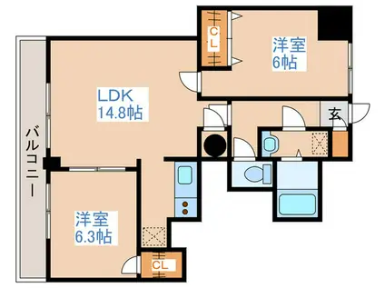 サムティタワーN26(2LDK/14階)の間取り写真