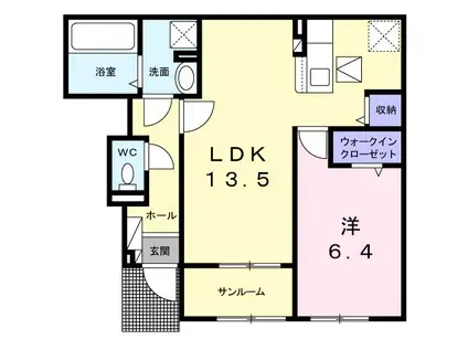 カーサ匠(1LDK/1階)の間取り写真