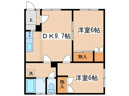 コーポ蘭(2DK/2階)の間取り写真