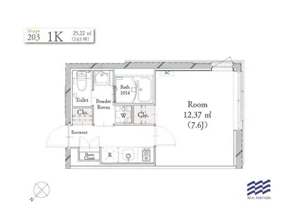 BLANCCOURT武蔵小山(1K/2階)の間取り写真