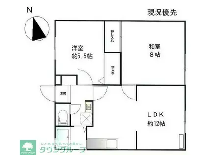 ビーライン鷺沼(2LDK/2階)の間取り写真