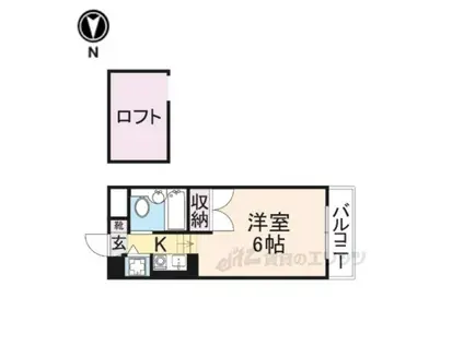 シティパレス佐保川P-7(1K/2階)の間取り写真