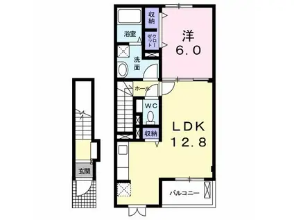 グラチチュードI(1LDK/2階)の間取り写真