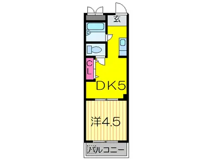 大宝枚岡グリーンヒルズ(1DK/3階)の間取り写真