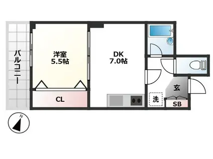 パークハイム(1DK/4階)の間取り写真