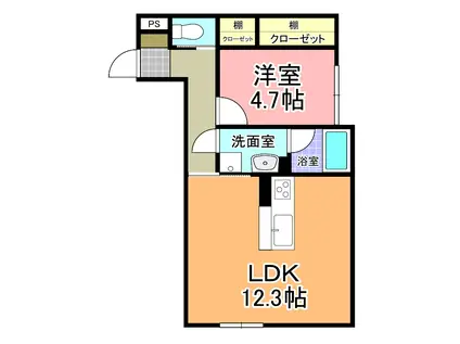 MATELASSE渡里(1LDK/1階)の間取り写真