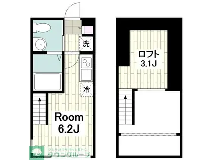 ハーミットクラブハウスキアーヴェIIIB棟(ワンルーム/1階)の間取り写真