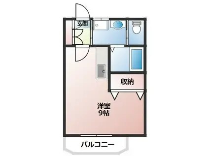 メイプル並木(ワンルーム/2階)の間取り写真