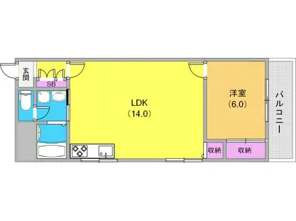 ハイツニュータカトリ(1LDK/2階)の間取り写真