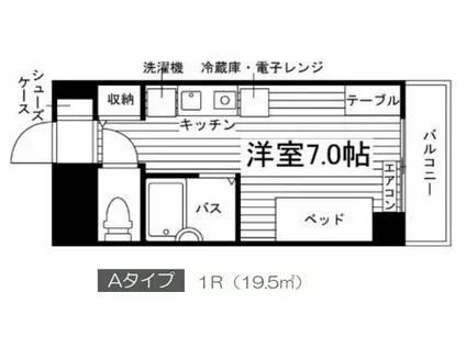 ユニエトワール岡山医大東(ワンルーム/8階)の間取り写真