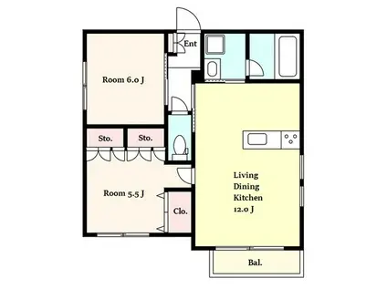 シェルドグレイス(2LDK/1階)の間取り写真