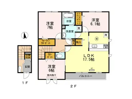デルニエコート A棟(3LDK/2階)の間取り写真