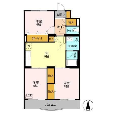 プラムマンション(3DK/2階)の間取り写真