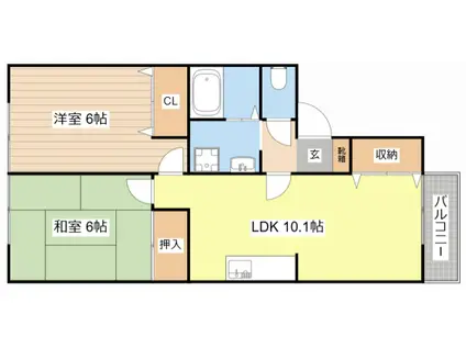 セジュール志賀2(2LDK/2階)の間取り写真