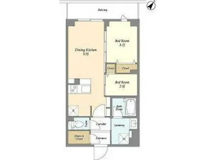 KDXレジデンス田園調布南(2DK/3階)の間取り写真