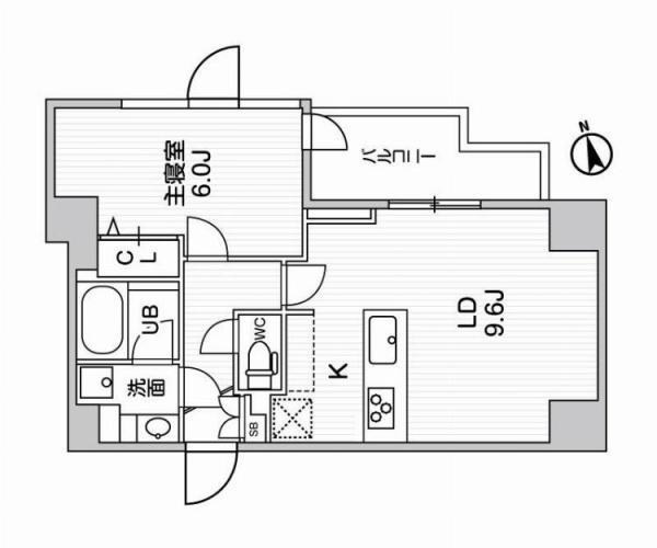 ALTERNA南大井(1LDK/6階)の間取り写真