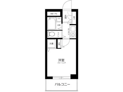 ライオンズマンション北馬込(ワンルーム/2階)の間取り写真