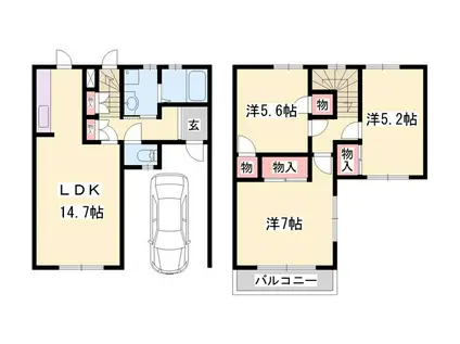 ロレーヌハイツ宝殿II(3LDK/1階)の間取り写真