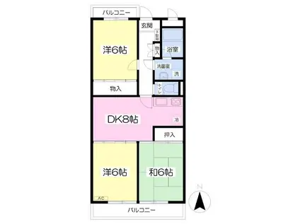 ヒルサイドパレス新百合(3DK/3階)の間取り写真