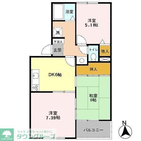 ボナール(3DK/1階)の間取り写真