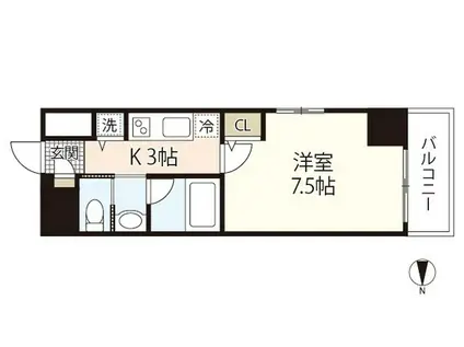 プラージュ村本(1K/7階)の間取り写真