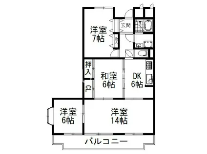 ハイム丹波橋(4DK/1階)の間取り写真