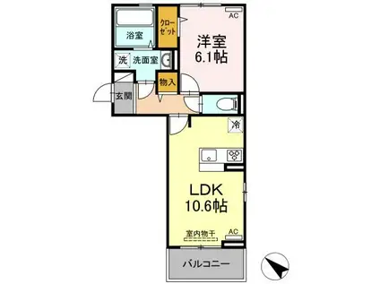 ヒーリングマンション(1LDK/2階)の間取り写真