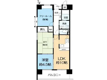 プリンスコート兵庫(2SLDK/5階)の間取り写真