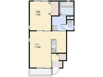 ジェントリー・S(1LDK/1階)の間取り写真