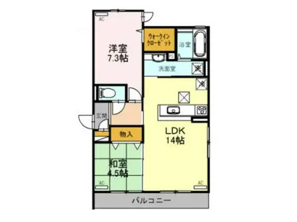 ラ メゾン ド ボヌール 桜塚B(2LDK/1階)の間取り写真