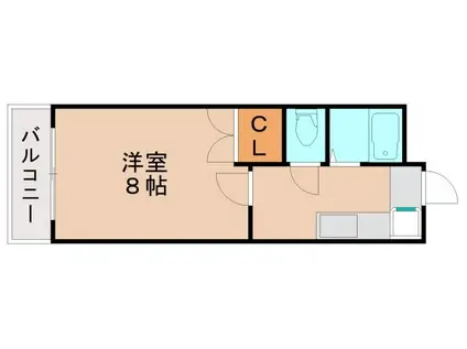 リバティプレイス(1K/2階)の間取り写真