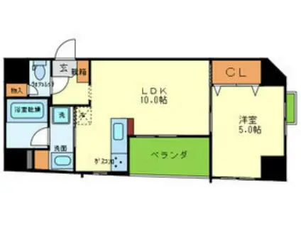 ユニゾン(1LDK/7階)の間取り写真