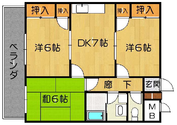 メゾンKS(3DK/4階)の間取り写真