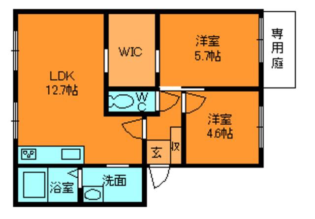 ハイツ池田D棟(2LDK/2階)の間取り写真