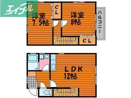 プラティーク野田(2LDK/2階)の間取り写真