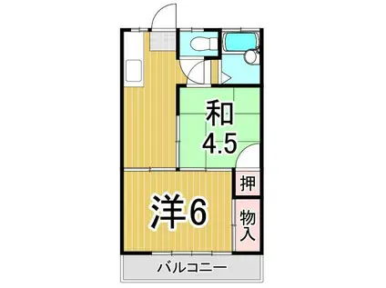 ヒルマハイツ(2K/3階)の間取り写真