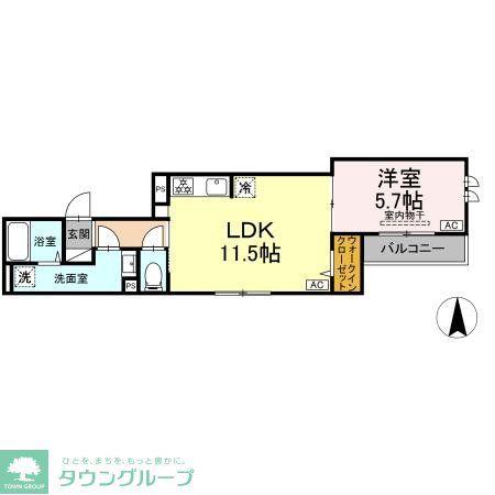 セレスティア扇VI(1LDK/2階)の間取り写真